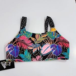 Tropical print swim suit top